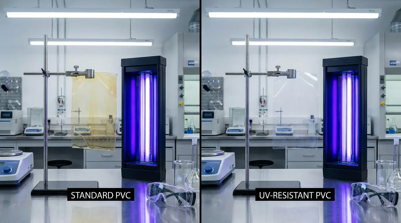 UV resistant PVC film comparison test