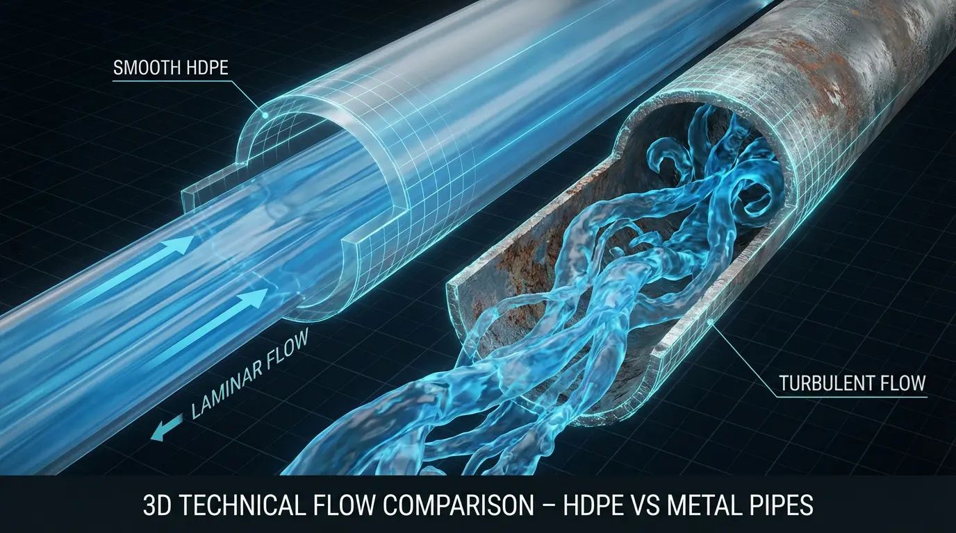 Hydraulic flow efficiency comparison diagram