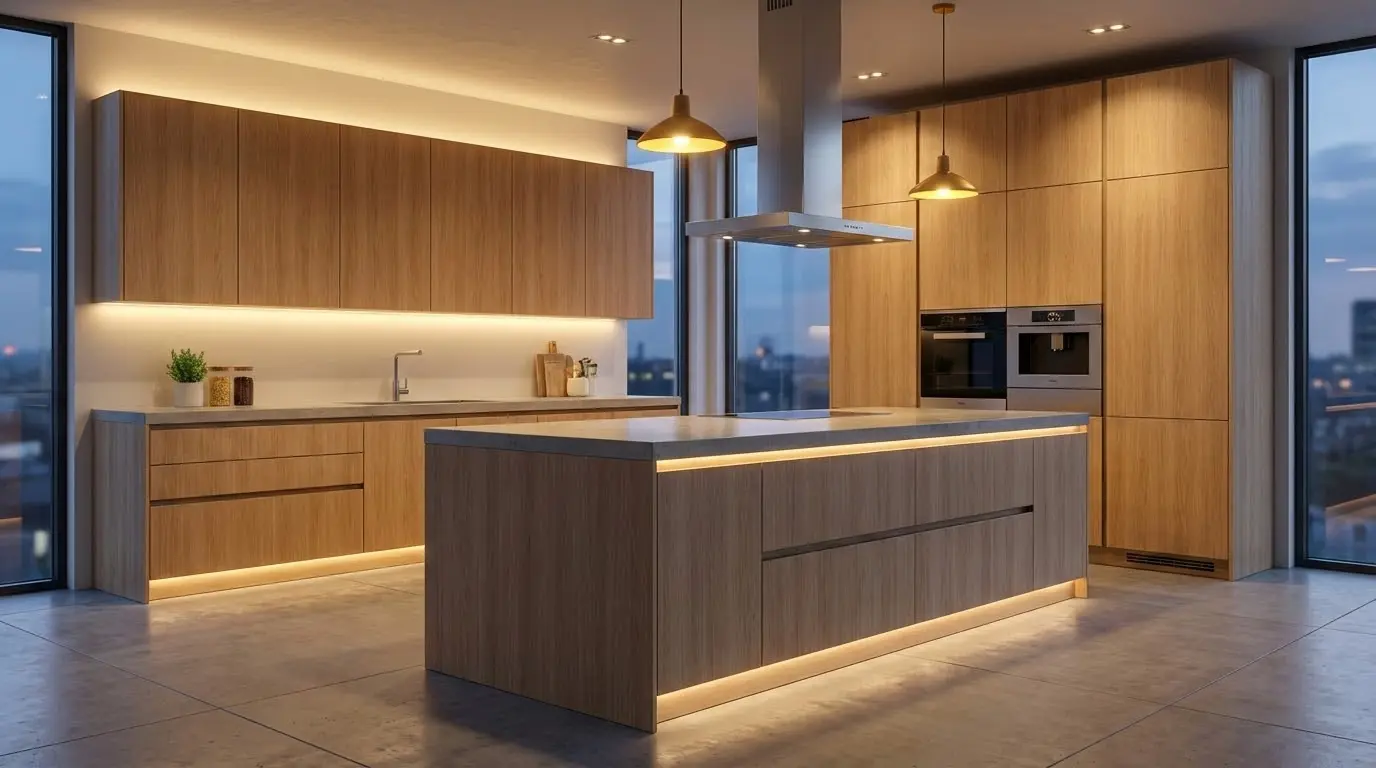 Wood PVC Film Supply in kitchen application