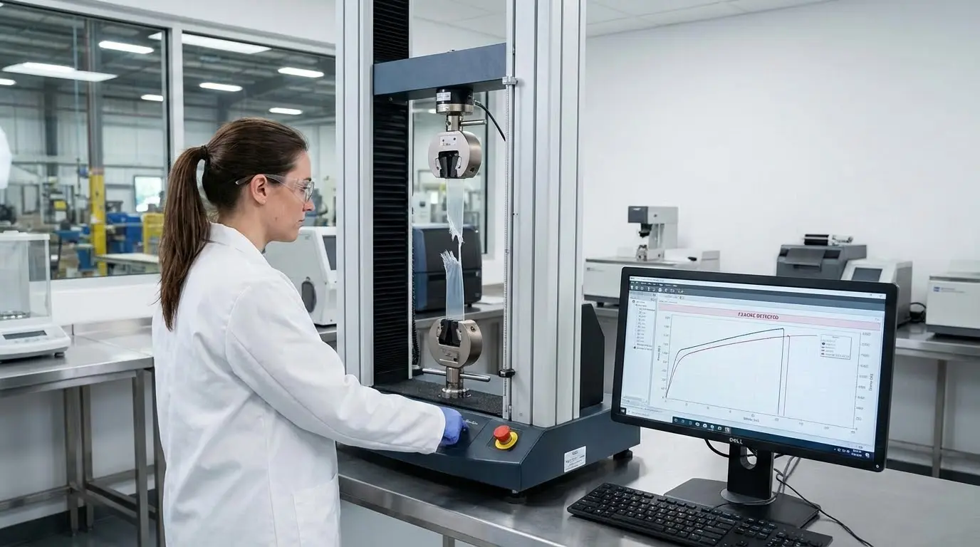 Tensile strength testing of PVC film
