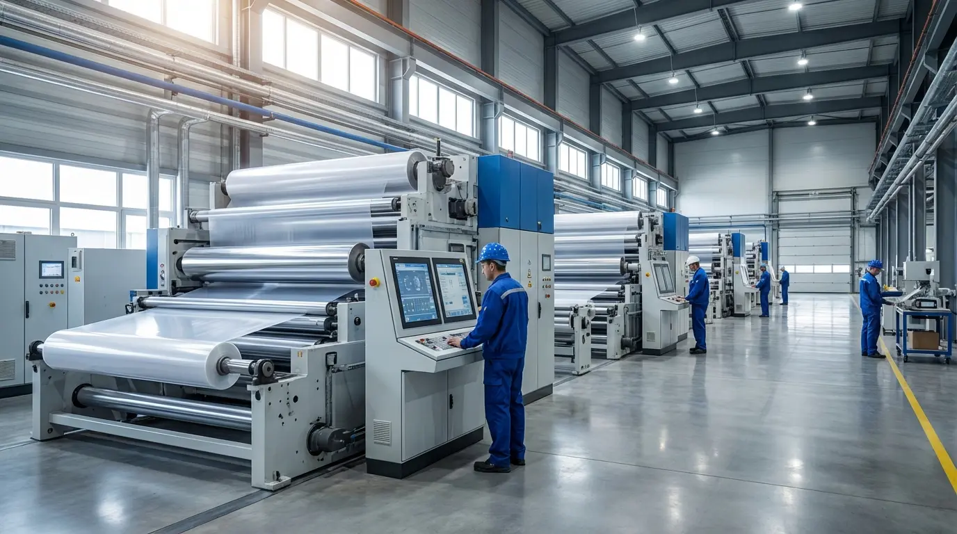 PVC film manufacturing plant floor overview