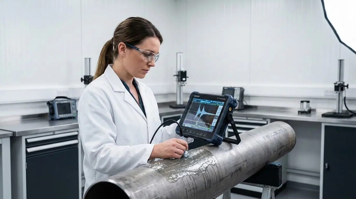 Ultrasonic NDT testing of high-pressure steel pipe